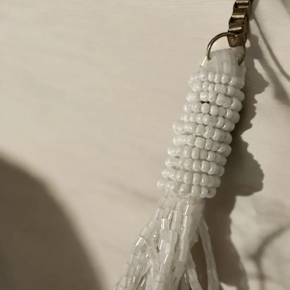 Vintage 70’s white beaded necklace multi strands